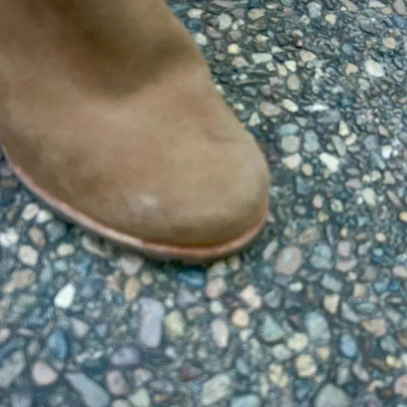 Ugg Seyline Shearling Tan Chestnut Suede Wedge Booties Size 8.5 - Picture 11 of 13